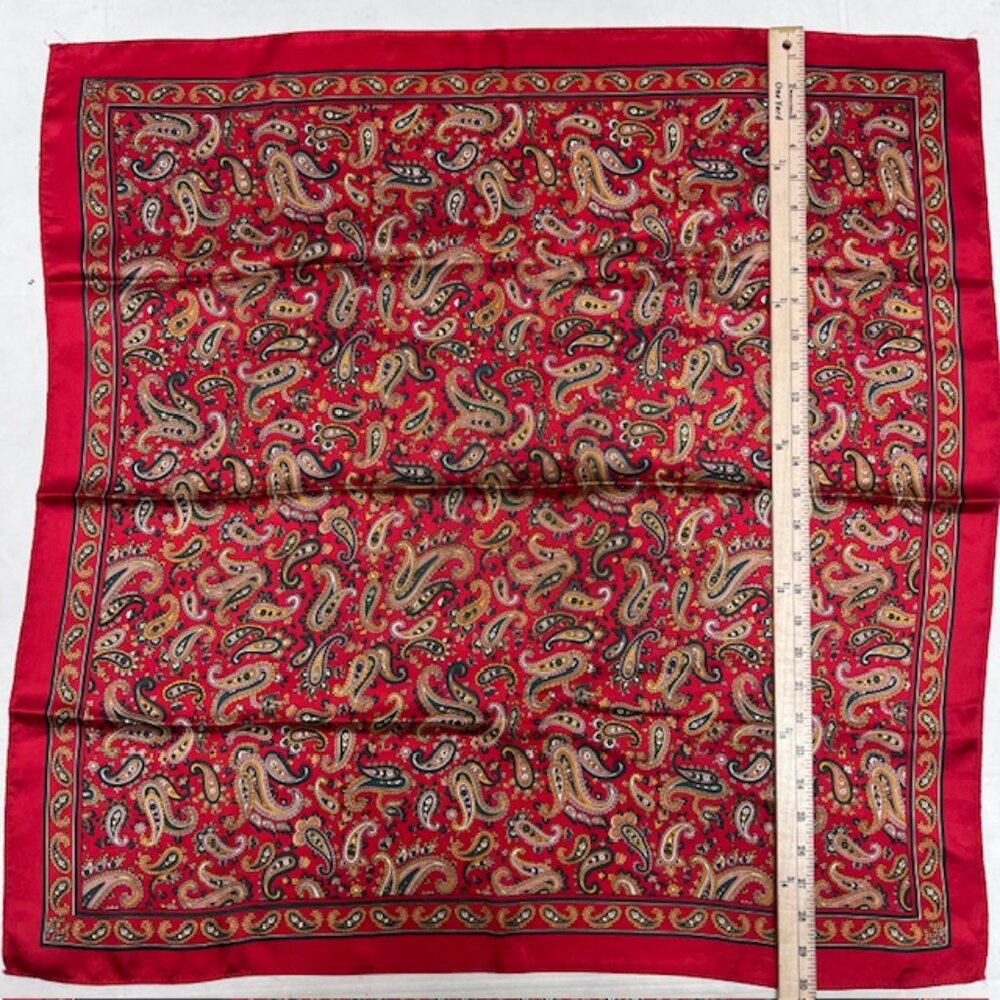 Slick Shine by Michell Klein Paris Silk Scarf 31"31" Bright red green yellow(24 - Picture 7 of 7